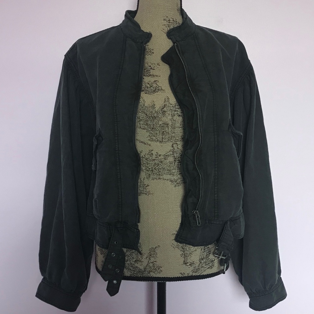 Free People Black Boho Poet Moto Jacket NWT! - Picture 5 of 5